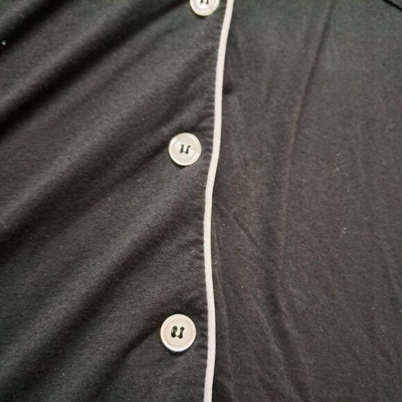 Cozy Earth Black Bamboo Women's Pajama Set with White Trim - Picture 4 of 16